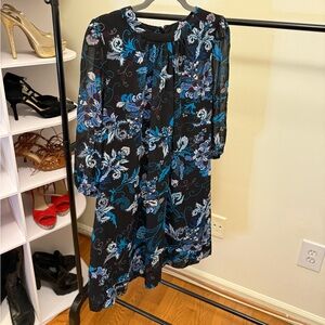 Eva Mendes for New York & Company Black and Blue Floral Dress
